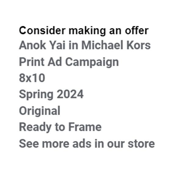 Anok Yai in Michael Kors Print Ad Campaign Spring 2024 8x10 Ready to Frame - Picture 2 of 5